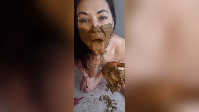 Huge Load of Poo in my Hand Mouth Plenty Full of Sht till the top Smearing face ass sucking Huge Poo