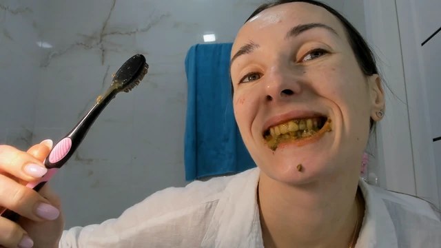 let's brush my teeth with poop paste